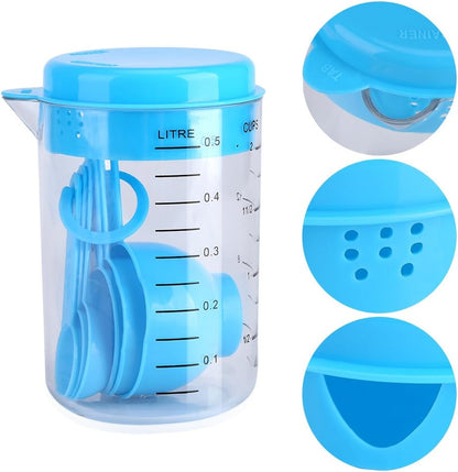 Plastic Measuring Cups with Measuring Spoons - 7Pcs Measuring Cups and Spoons Set for Kitchen