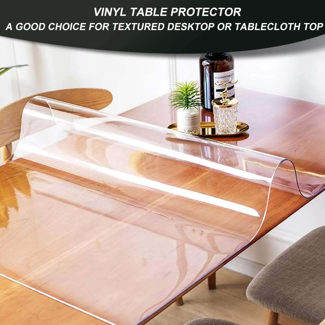 Clear Desk Cover Protector, 1.5mm Thick Heavy Duty PVC Desk Pad Mat 12x60 In for Dining Table, Craft Table