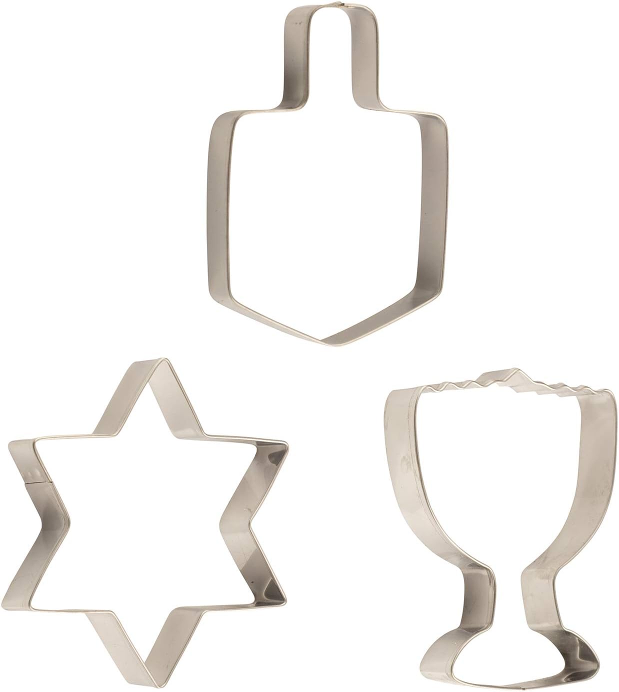 Set 3 Rite Lite of Chanukah Cookie Cutters Sheets - Dreidel, Menorah, Star of David Design, Jewish New Year Holiday