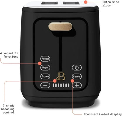 Skiennix 2-Slice Digital Toaster - Touch Control Panel, Adjustable Shade, Wide Openings | Black
