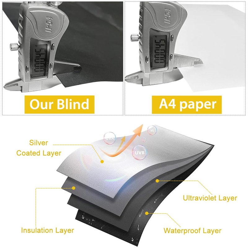 100% Blackout Window Cover Curtains for Bedroom 57x40Inch,No Drill,DIY Cut Portable Removable Black out Shades Blinds Cover for Baby Nursery,RV,Media Room,Hook&Loop Tape Straps Stickers,Magnetic Clips
