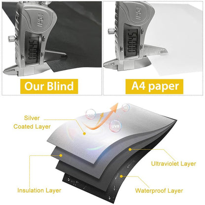 100% Blackout Window Cover Curtains for Bedroom 57x40Inch,No Drill,DIY Cut Portable Removable Black out Shades Blinds Cover for Baby Nursery,RV,Media Room,Hook&Loop Tape Straps Stickers,Magnetic Clips