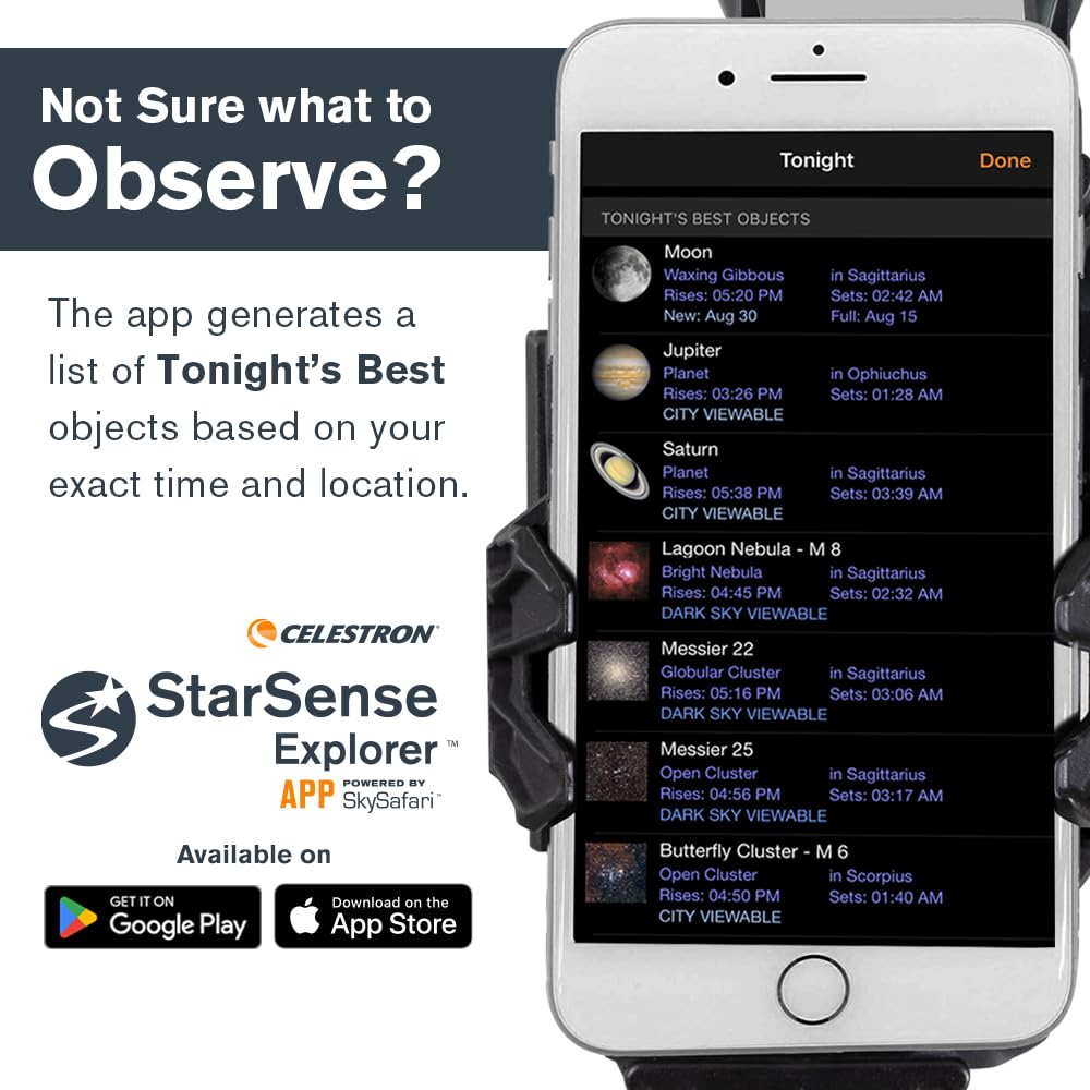 Celestron StarSense Explorer DX 5-inch App-Enabled Telescope – 130mm Schmidt-Cassegrain with Smartphone Dock & StarSense App – iPhone & Android Compatible – Easy-to-Use for Beginners