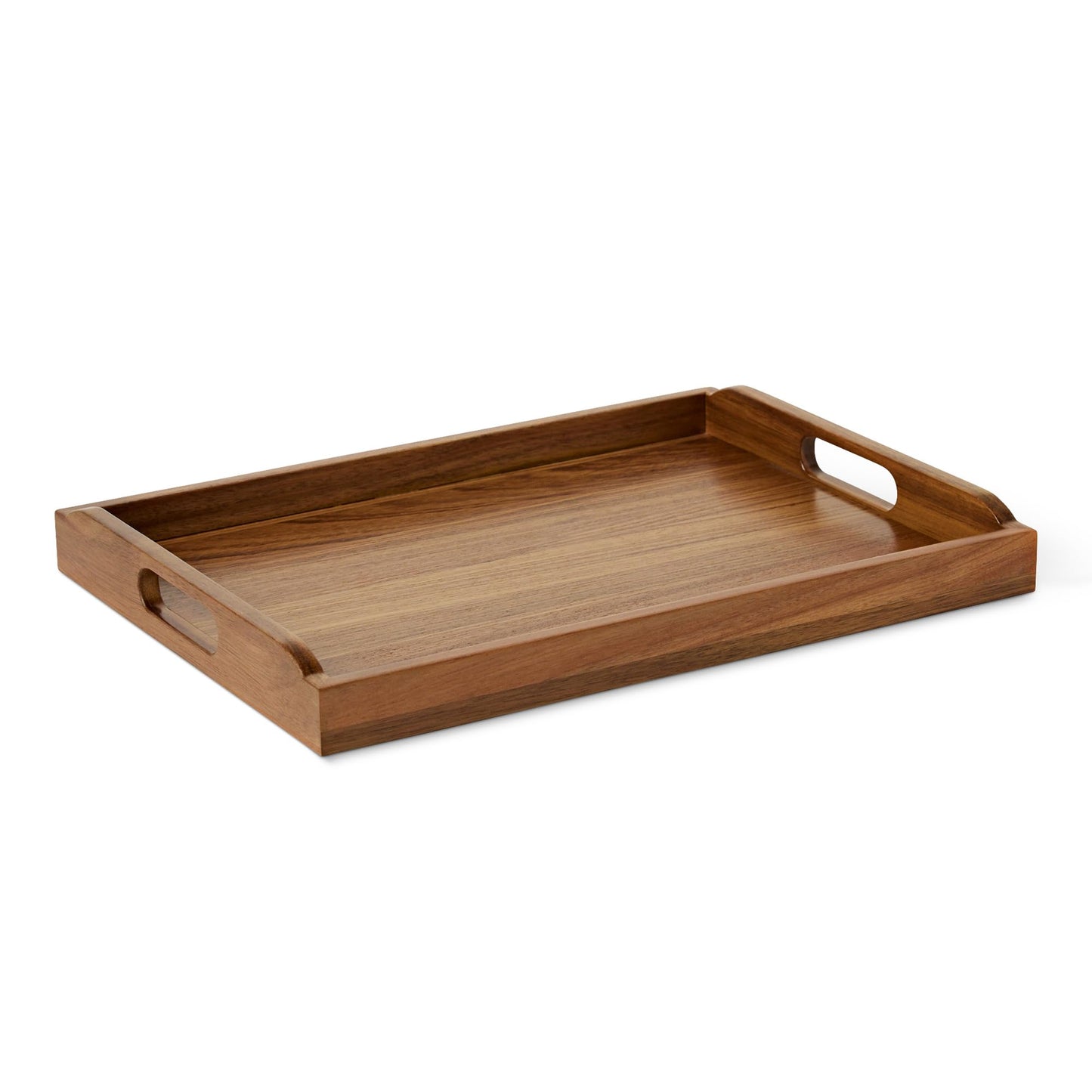 Amazon Basics Wooden Serving Tray with Built-in Handles, Acacia Wood, 17 x 12 in.