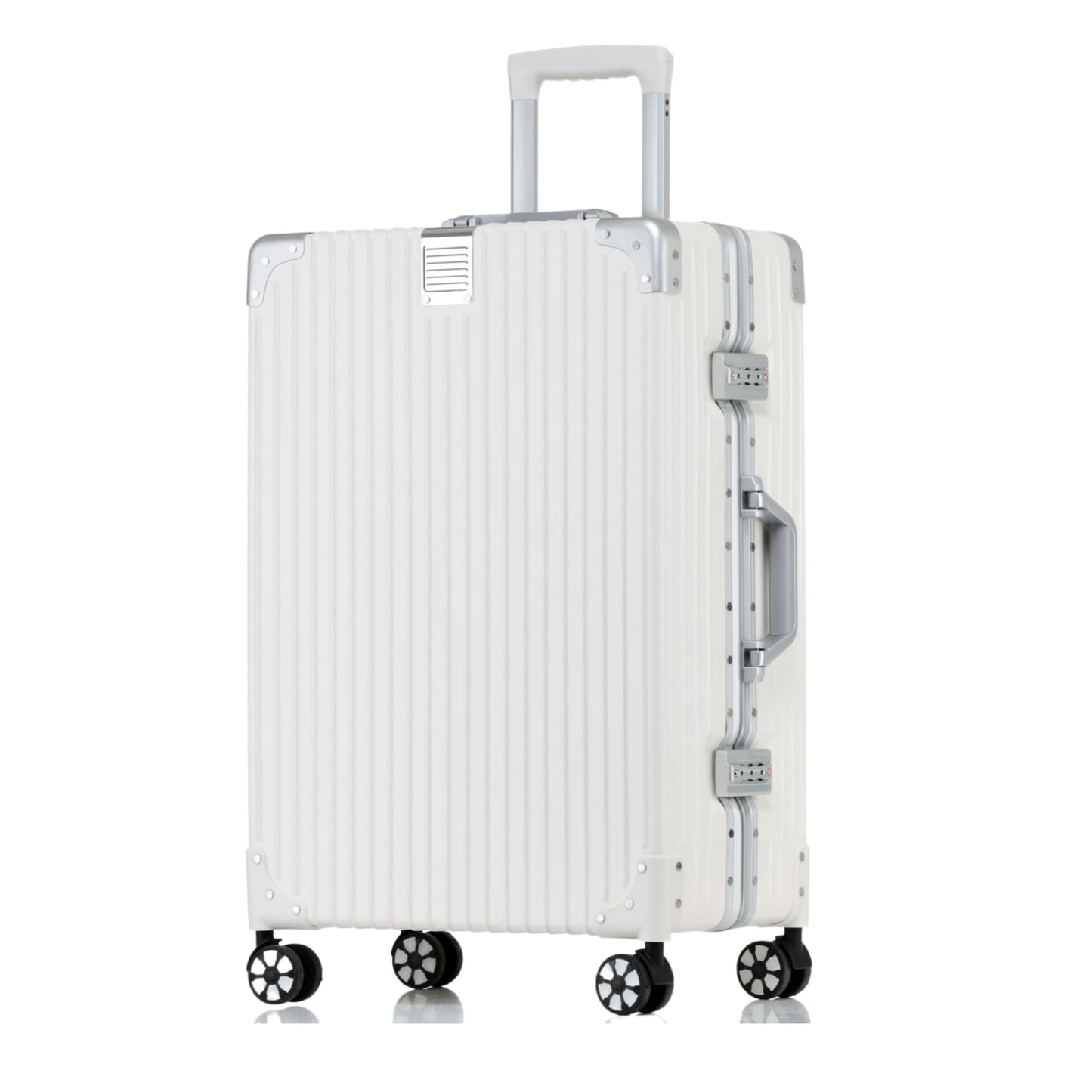 HotWay 28 Inch Checked in Luggage with Aluminum Frame,PC Hard Shell Suitcase with Spinner Wheels and TSA Lock, Large Suitcase for Travel, White