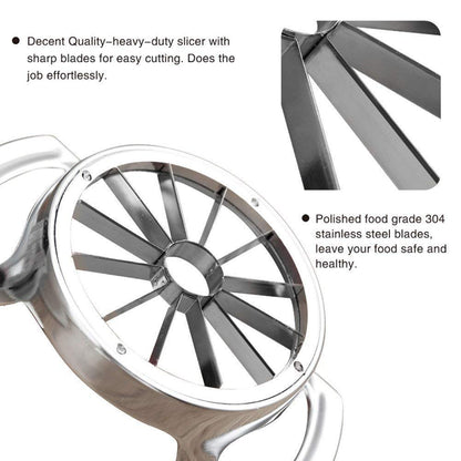 Stainless Steel Apple Slicer and Corer - FEITA 12 Blades Food Grade 304 Extra Large Heavy Duty Apple Cutter Divider up to 4 Inch Apples