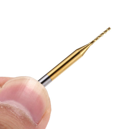 HOZLY 10Pcs 1/8'' Shank 1.0mm Titanium Coat Carbide End Mill Engraving Bits CNC Rotary Burrs Tool for PCB Mould Plastic Fiber Carbon Fiber Hardwood