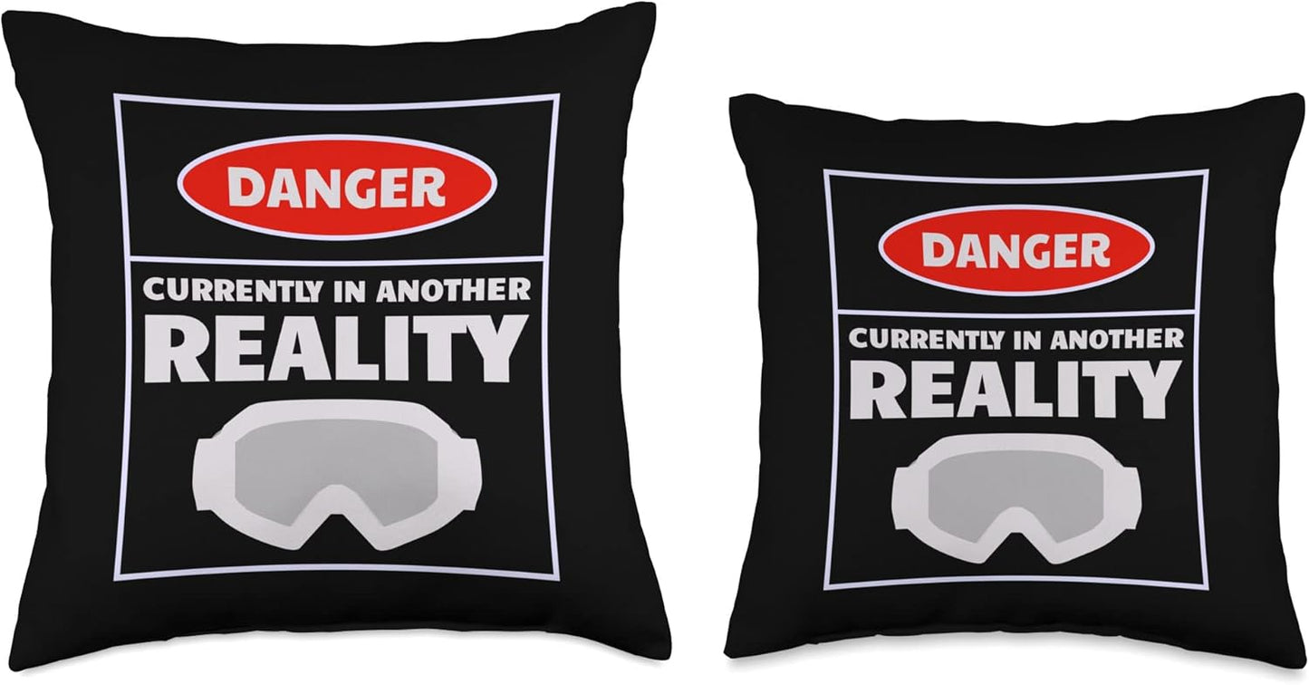 Danger Currently In Another Reality, 2024 Fun VR Gamer Gift Throw Pillow