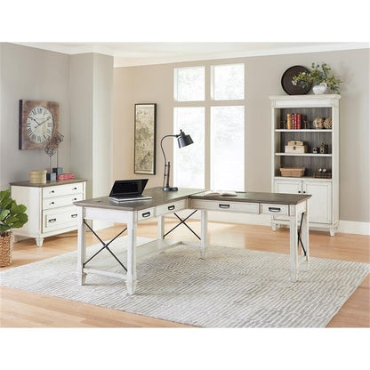 BOWERY HILL Wood Lateral File with Locking Legal/Letter File Drawer in White, Solid Wood, Sturdy Construction, Office Storage, Secure Document Organization, Durable Home or Work Use