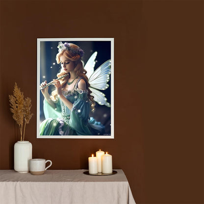 EATUKYIC Diamond Painting Kits for Adults Fantasy Fairy Holding Flute Diamond Art DIY 5D Full Round Drill Crystal Rhinestone Arts and Crafts for Home Decor Wall Decor 12x16 inch