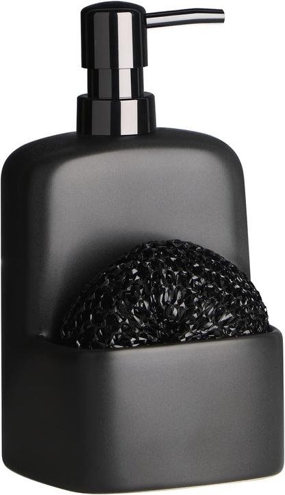 20oz Dish Soap Dispenser - Kitchen Soap Dispenser with Sponge Holder Matte Ceramic Soap Daddy Dispenser for Kitchen