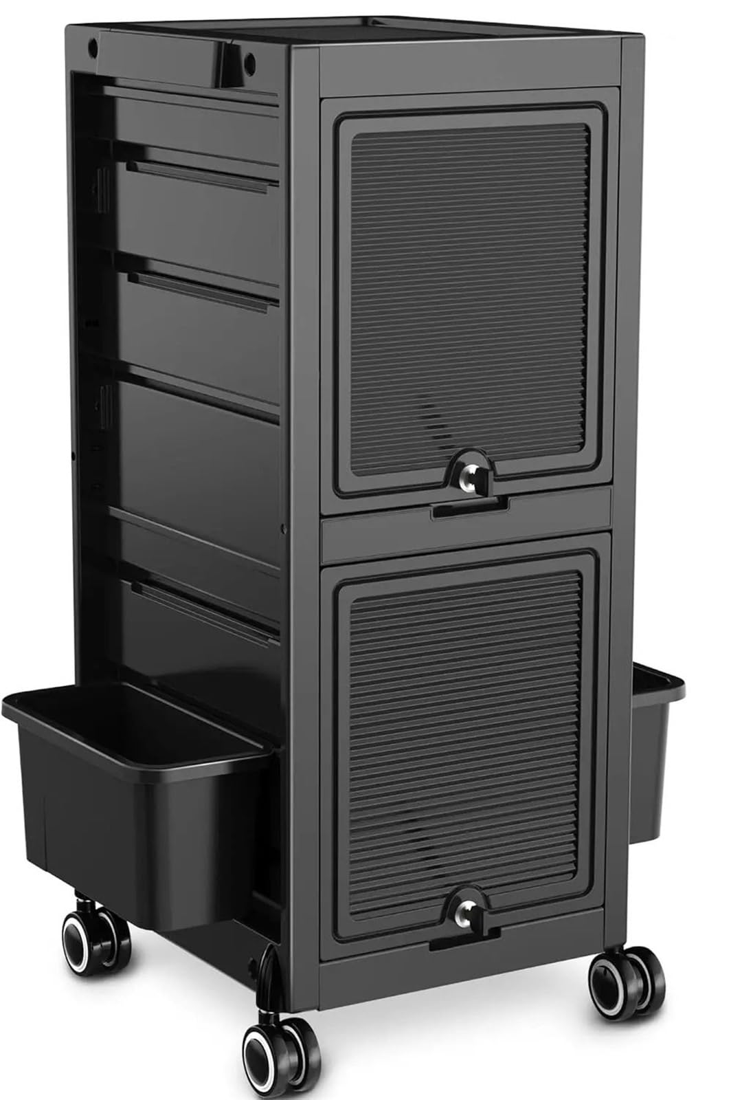 Trolley Premium Lockable Salon Trolley Cart with Wheels and 6 Drawers 2 Bucket,Versatile Salon Cart Hair Storage Rack