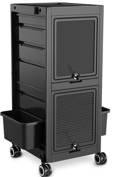Trolley Premium Lockable Salon Trolley Cart with Wheels and 6 Drawers 2 Bucket,Versatile Salon Cart Hair Trolley on Wheels