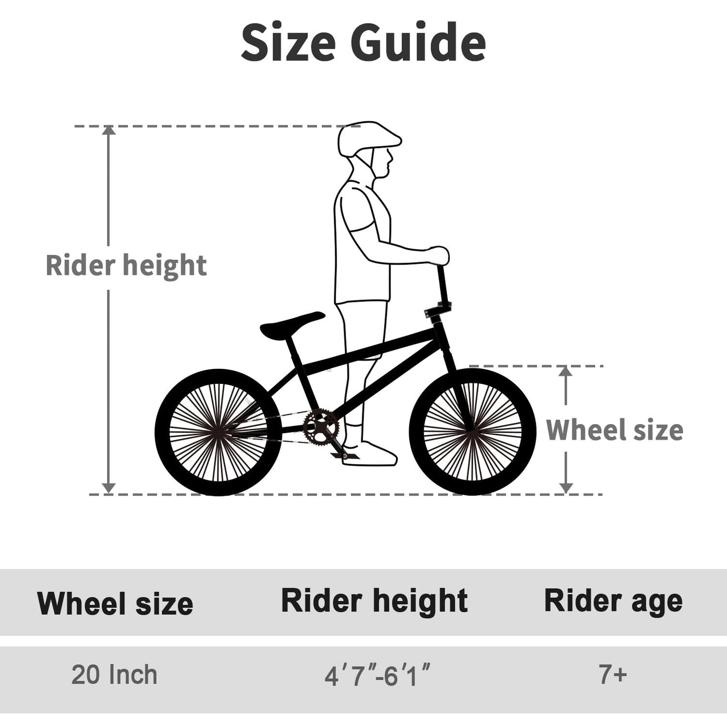 cubsala Freestyle BMX Bike, 20 Inch Yaphet Bicycle for Teen Beginner Adult Riders, Bike with 360° Rotating Handlebar and 4 pegs, Black with Brown Tire