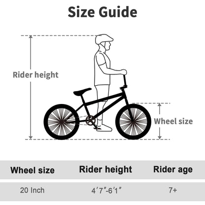 cubsala Freestyle BMX Bike, 20 Inch Yaphet Bicycle for Teen Beginner and Adult Riders, Bike with Hi-Ten Steel Frame, White