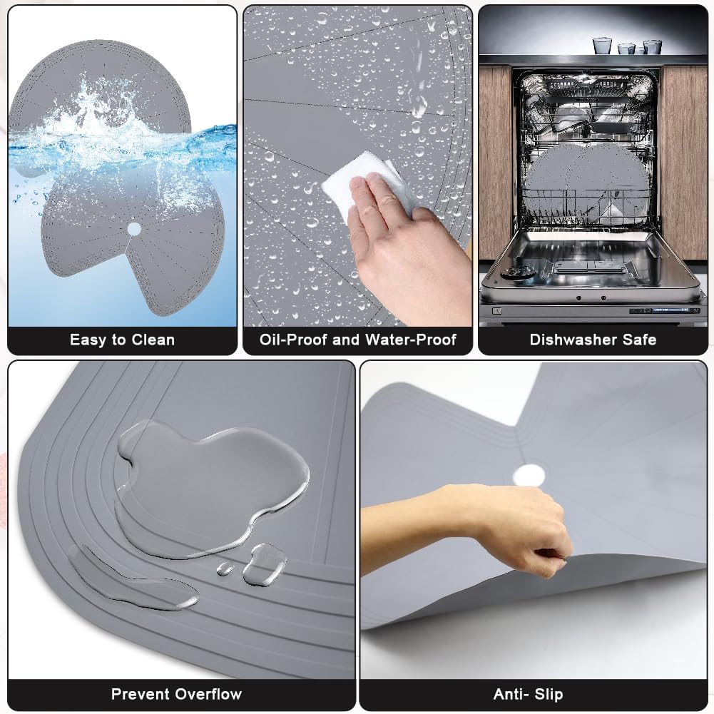 2 26" PCS Lazy Susan Shelf Liner, Jaxbo Silicone Lazy Susan Liner for Dual Tier Pie Cut Organizer,Non-Slip Thermal