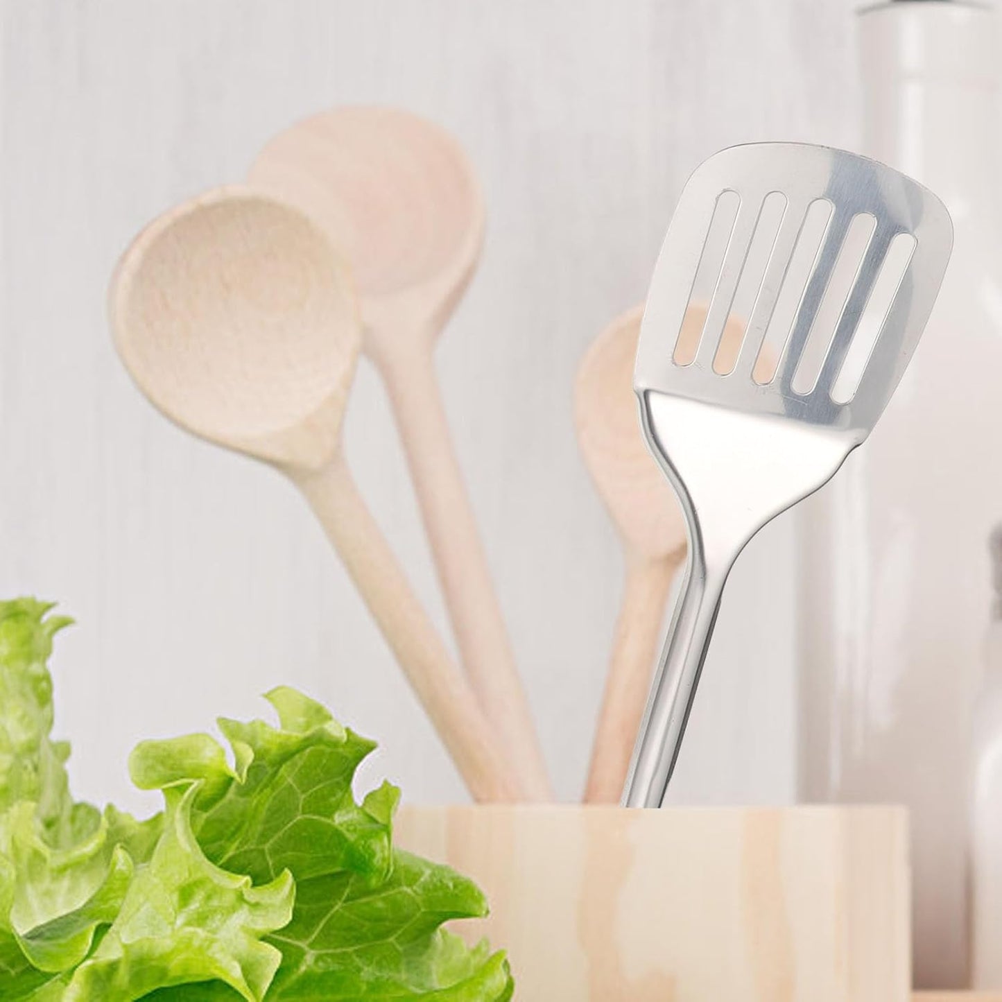 MAGICLULU 1 Set Stainless Steel Kitchenware Food Cooking Spatula, Soup Spoon, Slotted Turner, Non-Stick Pan for Eggs,