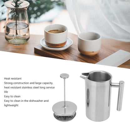 Stainless Steel Insulated Coffee Press, 800ML French Press Coffee Tea Maker, Rust-Free & Dishwasher Safe