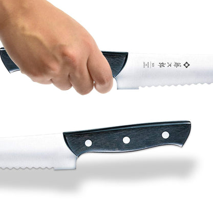 TOJIRO JAPAN Hand Made Chef Bread Knife Slicer Cutter, 10.6" Blade - Reinforced Laminated Material