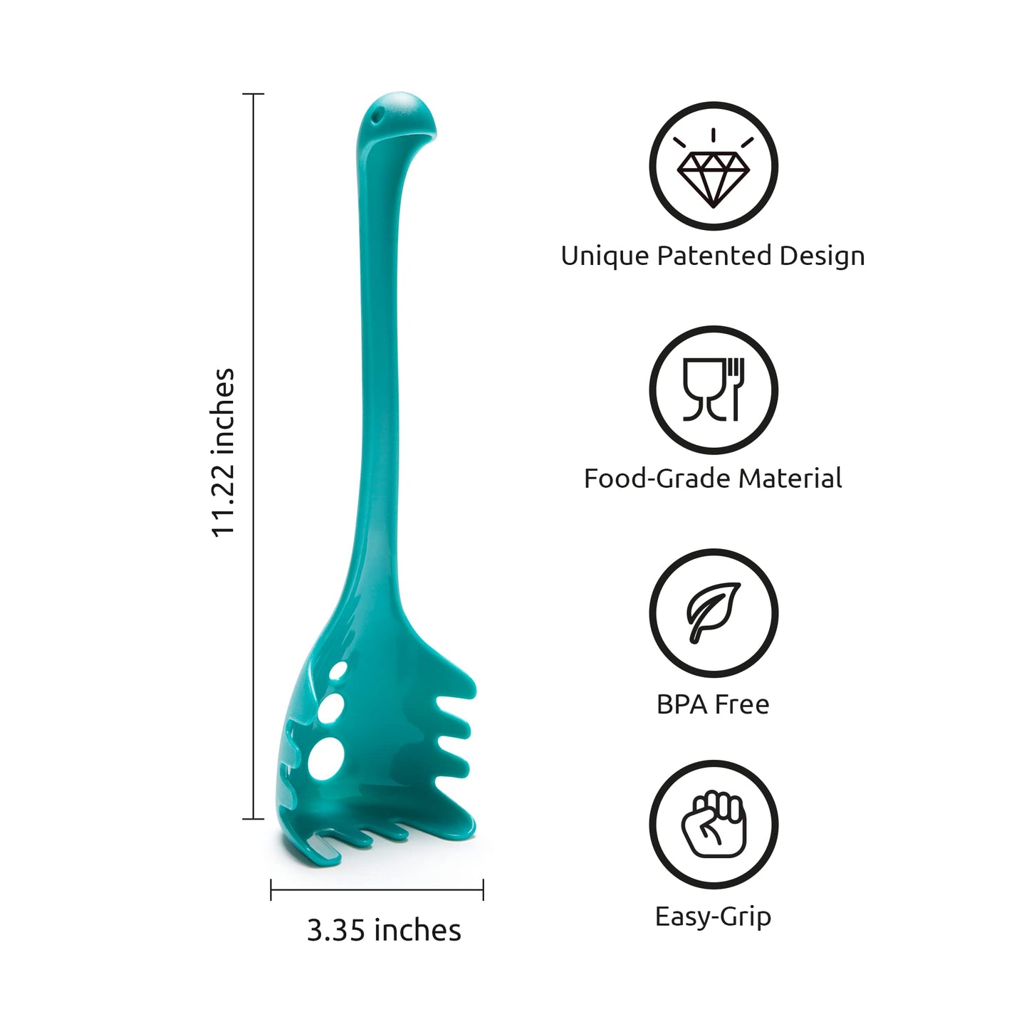 OTOTO Papa Nessie Pasta Server, Spaghetti Spoon - Food Grade & BPA Free Pasta Spoon Server - Dishwasher Safe & Heat Resistant Spaghetti Server, Pasta Fork 11.22x3.35x2.17 in