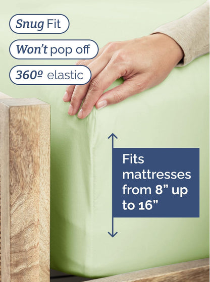 Skiennix Twin XL Sheet Set - Comfy, Breathable & Cooling Bedding - Deep Pockets, Wrinkle-Free - Light Sage Green