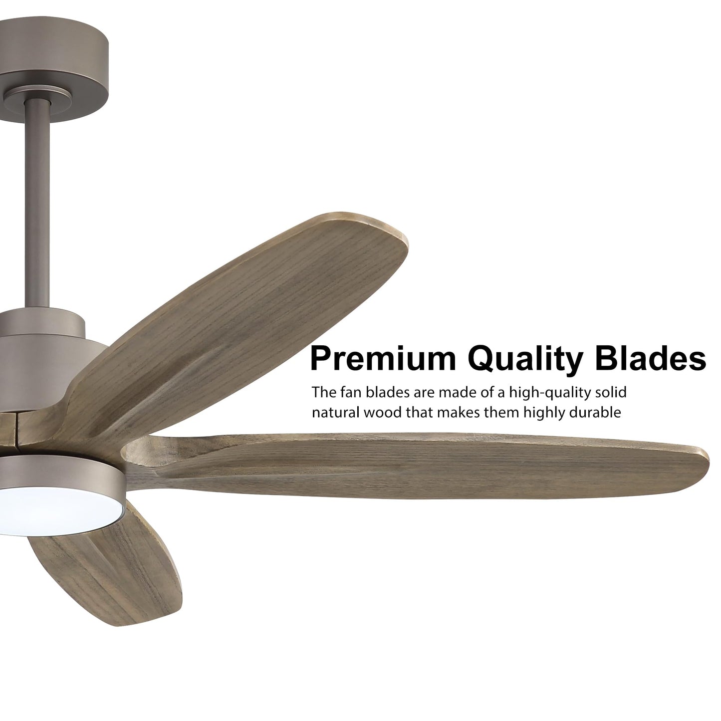 WINGBO 54" Ceiling Fan with Light - 5 Carved Solid Wood Blades, 6-Speed Reversible DC Motor, Dimmable, 3CCT, Noiseless Remote Control Ceiling Fans with Lights for Bedroom Living Room, Charcoal Gray