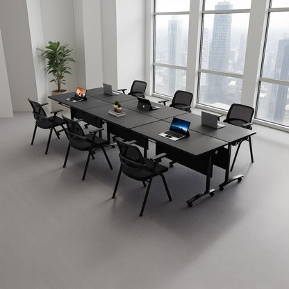 rzoizwko 2 Pack Folding Conference Table with Wheels,Heavy-Duty Flip-Top Foldable Conference Training Table System,Rolling Conference Room Tables for Office, Classroom Meeting Rooms