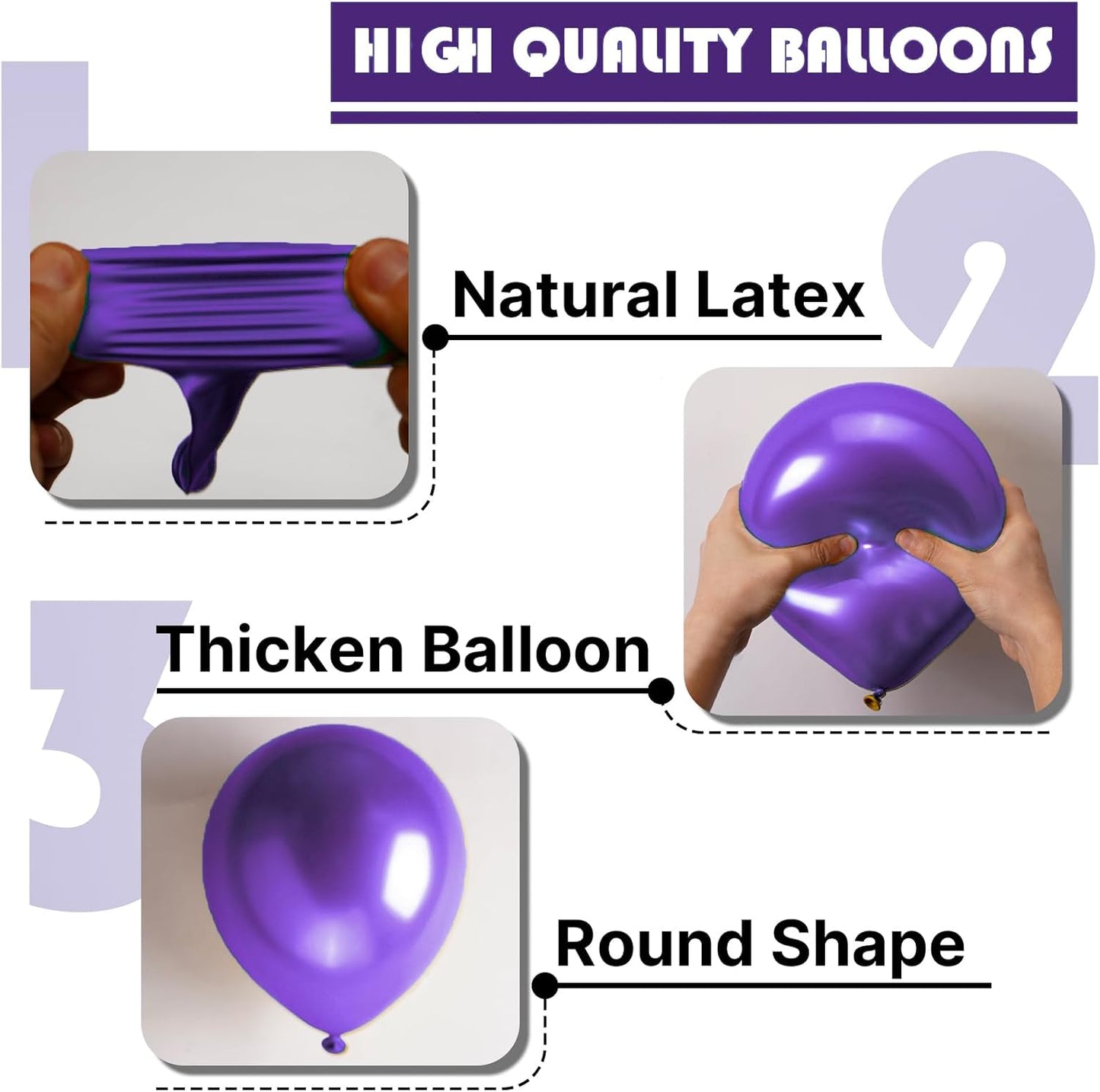 PartyWoo Metallic Purple Balloons - 140-Piece Chrome Balloon Arch Kit for Graduation, Wedding & Birthday Decor
