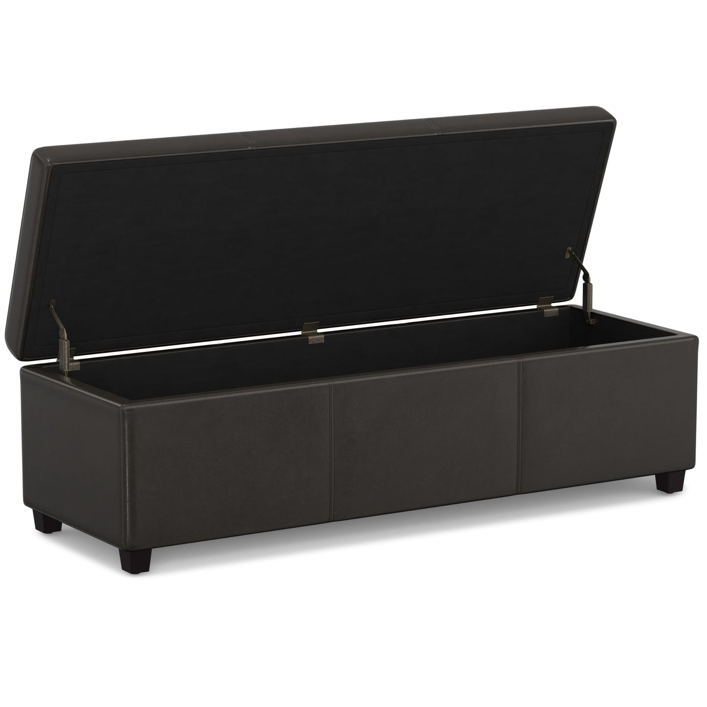 SIMPLIHOME Avalon Extra Large Storage Ottoman Bench - 54 inch Wide Upholstered Vegan Leather Rectangular Lift-Top Ottoman in Tanners Brown, Contemporary Bench for Living Room with Hidden Storage