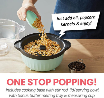 Elite Gourmet EPM145M 18-cup Hot Oil Stirring Popcorn Popper, Great for Parties, Movie Night, Mint
