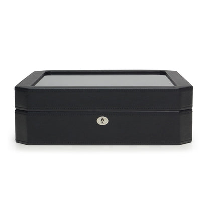 WOLF Windsor 15-Piece Watch Box, Black - Features 15 Watch Compartments & Vegan Leather Exterior