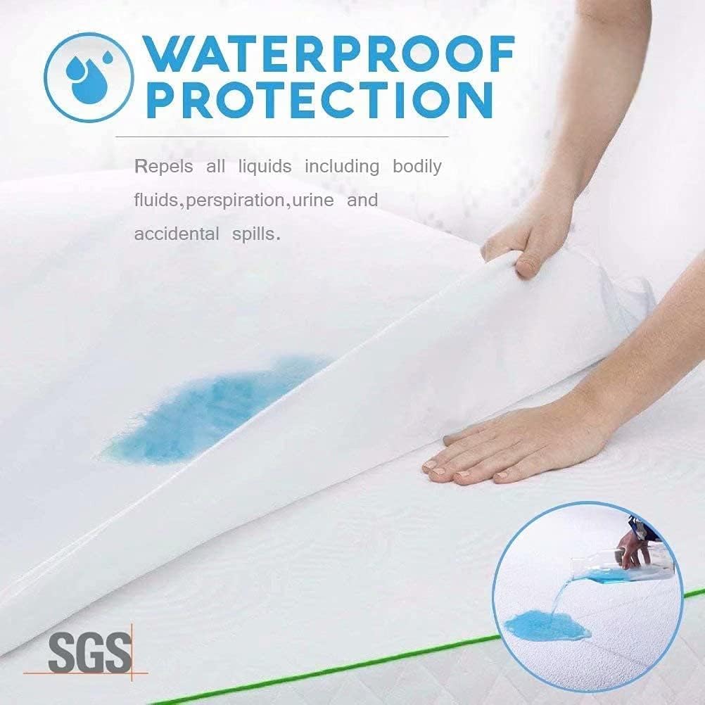 Full Size Cooling Mattress Protector Pad, Breathable Fitted Sheet Style, Waterproof for Pets