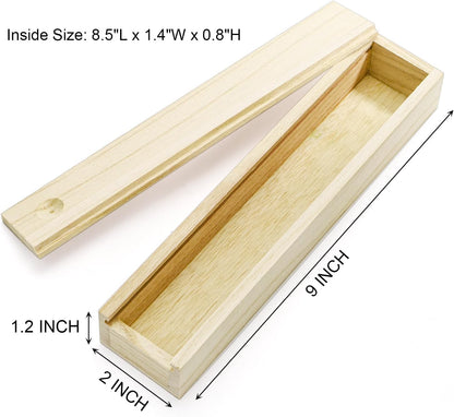 yarlung 16 Pack Unfinished Wood Box with Sliding Lid, Small Narrow Pencil Box Rectangular Gift Boxes for Art Hobbies, DIY Craft, Jewelry Necklace Storage