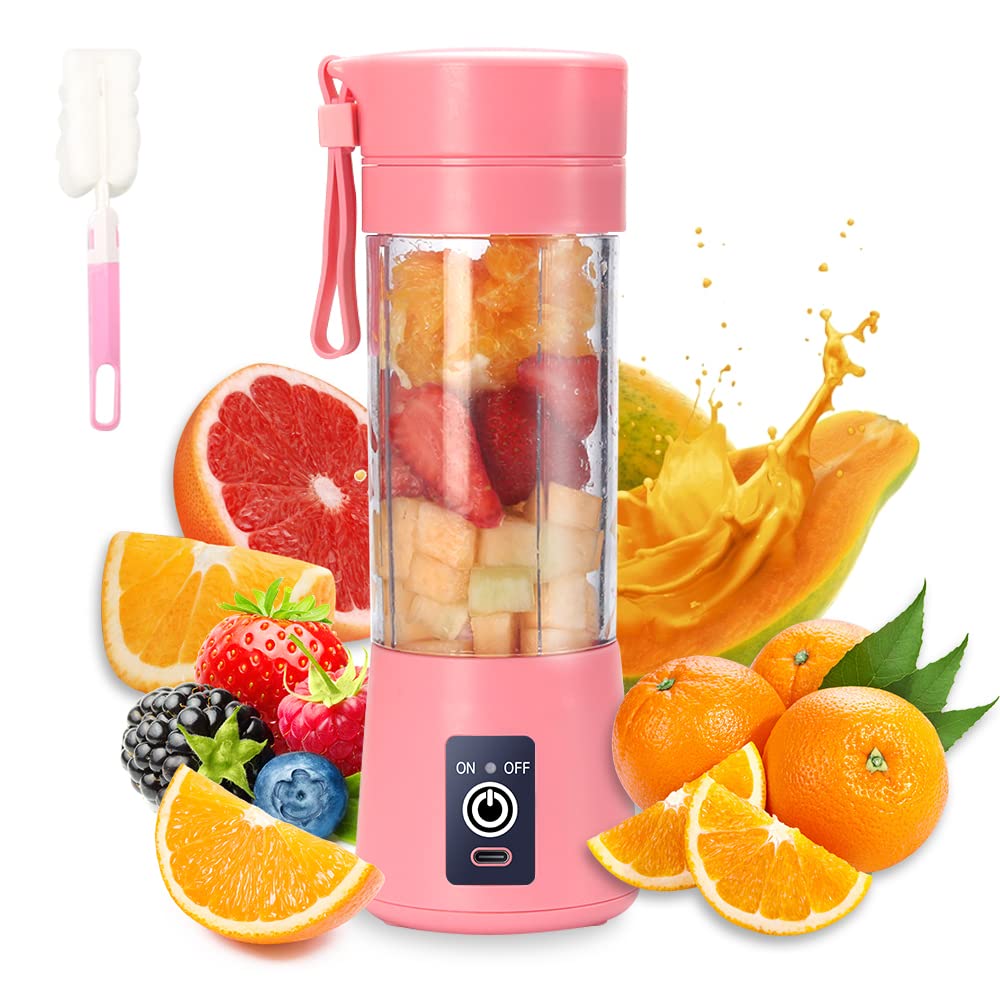 Portable Blender Cup,Electric USB Juicer Blender,Portable Juicer For Shakes and Smoothies, juice,380ml, Six Blades Great for Mixing,light purple
