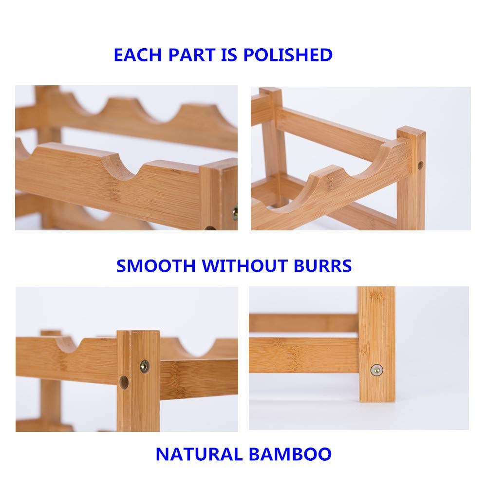 FOSTERSOURCE Bamboo Wine Rack - 2-Tier Countertop Display Shelf for 8 Bottles