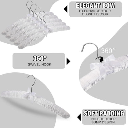 12 15 Inch 360 Jetec Pieces Satin Padded Hangers for Women Clothing Satin Hangers Swiveling Hook Sponge Shoulder Padded
