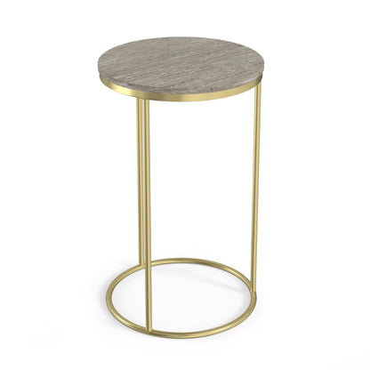 SIMPLIHOME Ashley Nesting Tables Set – 16 inch Wide Genuine Marble Top Metal Accent Tables in Gold, Round Industrial End Tables for Living Room or Bedroom with Compact Design, Assembled
