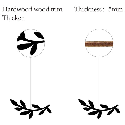 CREATCABIN 2Pcs Leaf Wooden Wall Art Decor Wood Sign Laser Cut Basswood Silhouette Decorative Hanging Sculpture Unfinished Olive Branch for Farmhouse Painting Crafts DIY Decoration Black 11.8x5.5 Inch