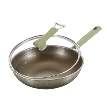 DAMAIXINGSHUO Titanium Pans for Cooking,Extended Cool-Touch Handle 13 Inch Titanium Pan,Elegant Design Skillet with Lid, PFAS/PFOA/PTFE Free,Works on All Stovetops Including Induction