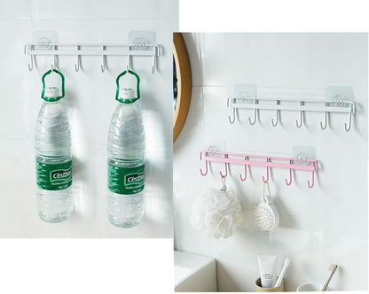 YYaaloa 2Pack Wall Hooks - Coat Hat Hook White Rack with 6 Hooks for Key Hanger and Clothes Holder