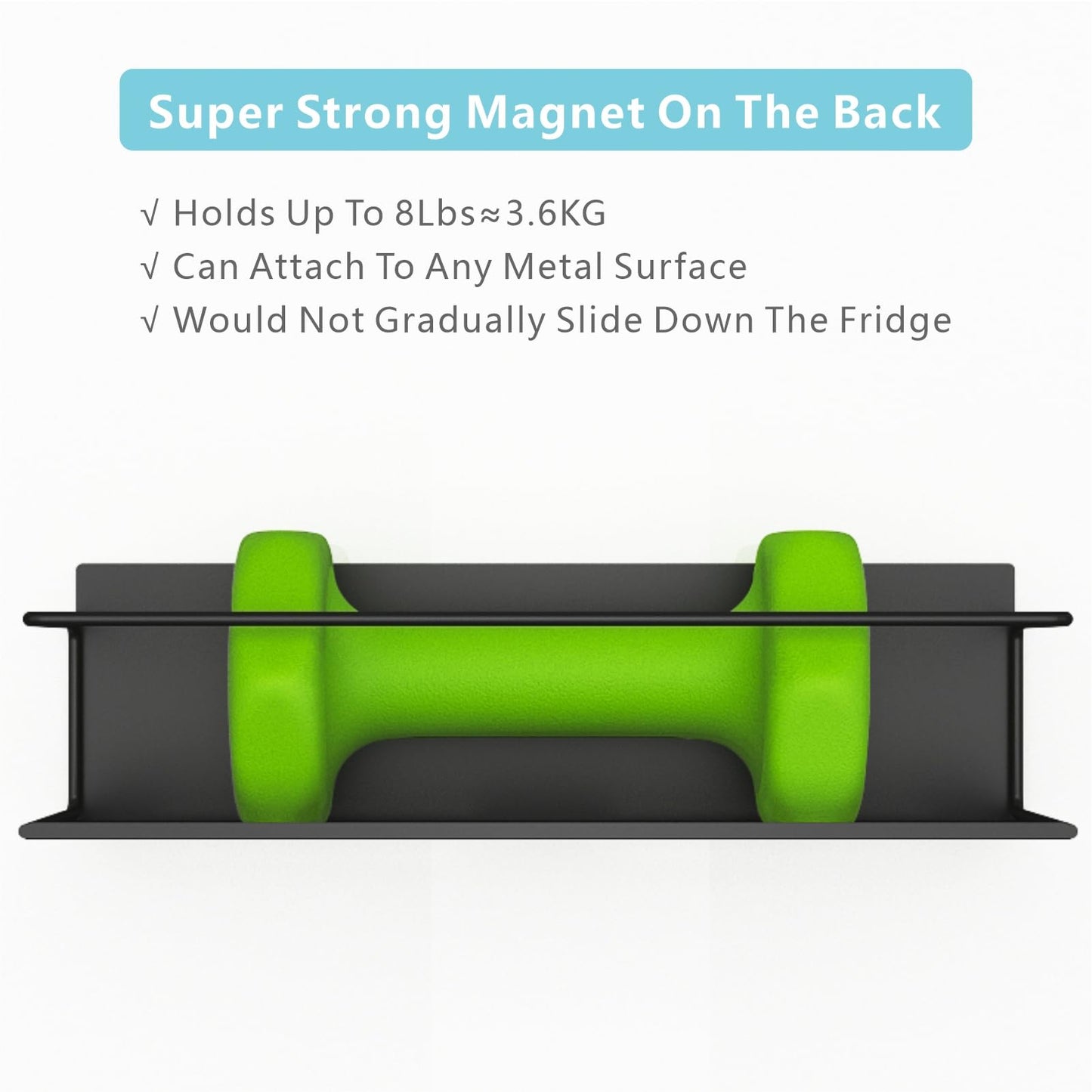 Roysili Magnetic Spice Rack For Refrigerator, Magnetic Fridge Shelf For Kitchen, Magnetic Shelf For Fridge Space Saving Black 4 Pack With Magnetic Paper Towel Holder