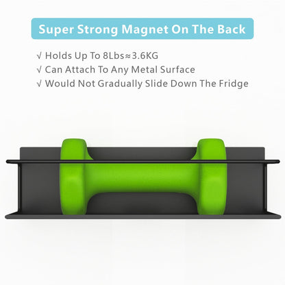 Roysili Magnetic Spice Rack For Refrigerator, Magnetic Fridge Shelf For Kitchen, Magnetic Shelf For Fridge Space Saving Black 4 Pack With Magnetic Paper Towel Holder