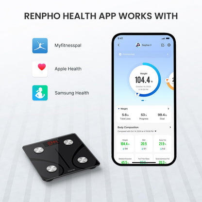 RENPHO Smart Scale for Body Weight, Digital Bathroom Scale BMI Weighing Bluetooth Body Fat Physician Scale, Body Composition Monitor Health Analyzer with Smartphone App, 400 lbs - Elis 1