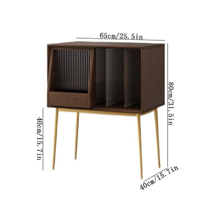 uP9sF2mD DVD Shelf Organizer Light Luxury Wooden Vinyl Record Cabinet with Sliding Doors, High Legged Books CD Storage Rack CD Storage Rack