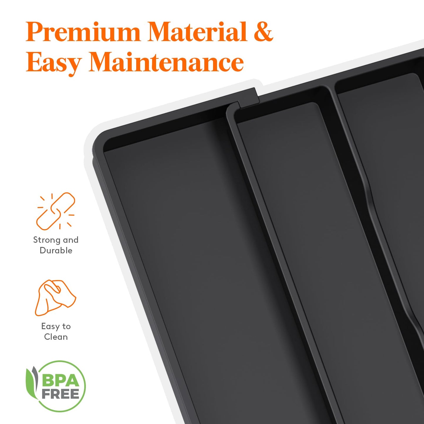Lifewit Utensil Organizer for Kitchen Drawers, Expandable Cooking Utensil Tray, Adjustable Cutlery Silverware Flatware Holder, Plastic Spatula Tools Storage Divider, 13-22 x 15", Black