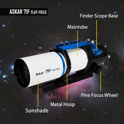 Askar 71F Flat-Field Telescope, 71mm Aperture F6.9 ED Glass Refractor OTA, Quadruplet air-Spaced APO, 230mm Vixen Dovetail Plate for Deep Sky Astrophotography and Visual Astronomy