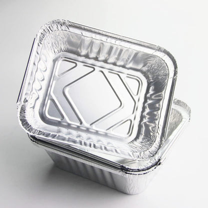 PARTY BARGAINS 1 Lb. Small Aluminum Pan with Lids - 50 Pack Disposable Take-Out Pans