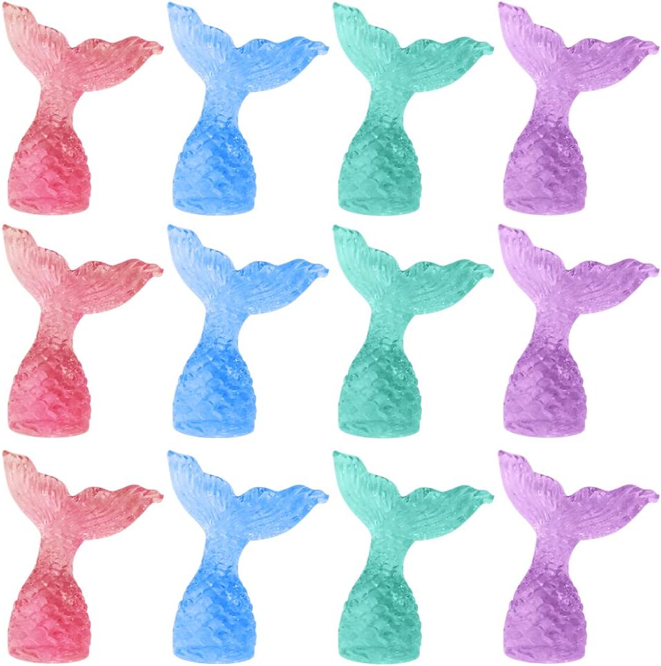 ArtCreativity Acrylic Mermaid Tail Cake & Cupcake Toppers - Set of 24 Mini Figurines for Nautical Parties