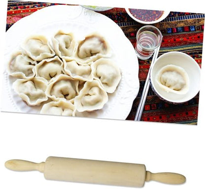 Classic Wood Rolling Pin - 35cm Hardwood Dough Roller with Comfort Grip Handles for Baking