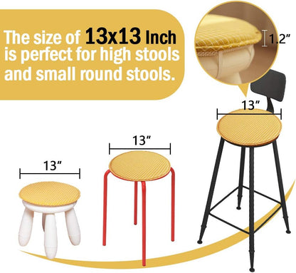 2 Pack 13 Inch, Round Stool Chair Cushions for Kitchen Dining Seat Pads with Ties Non Slip Cushions Pad for High Stool
